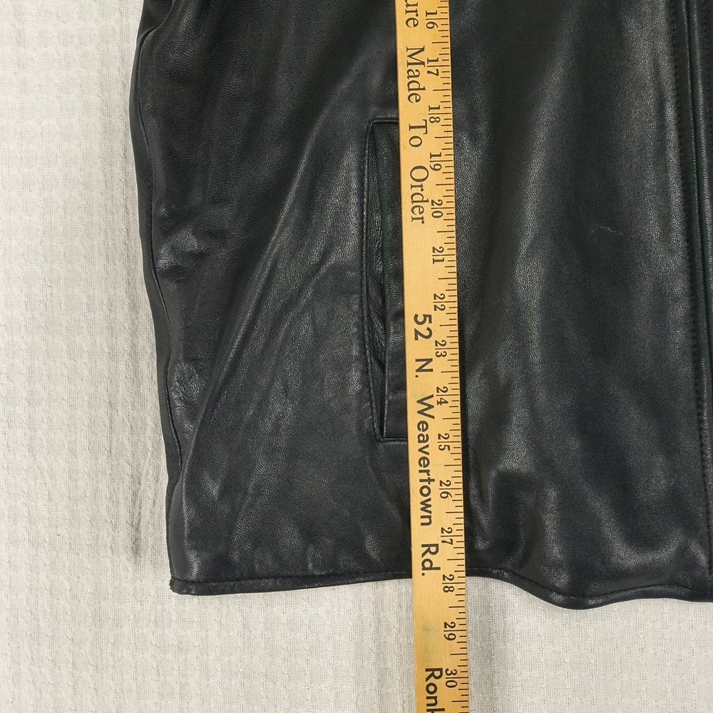 IZOD Leather Jacket Mens Large Black Full Zip Bomber Harrington Coat Solid - Picture 7 of 11